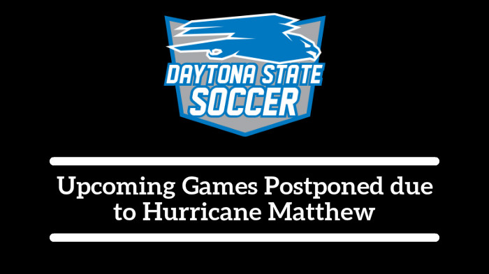 Upcoming W. Soccer Games Postponed due to Hurricane Matthew