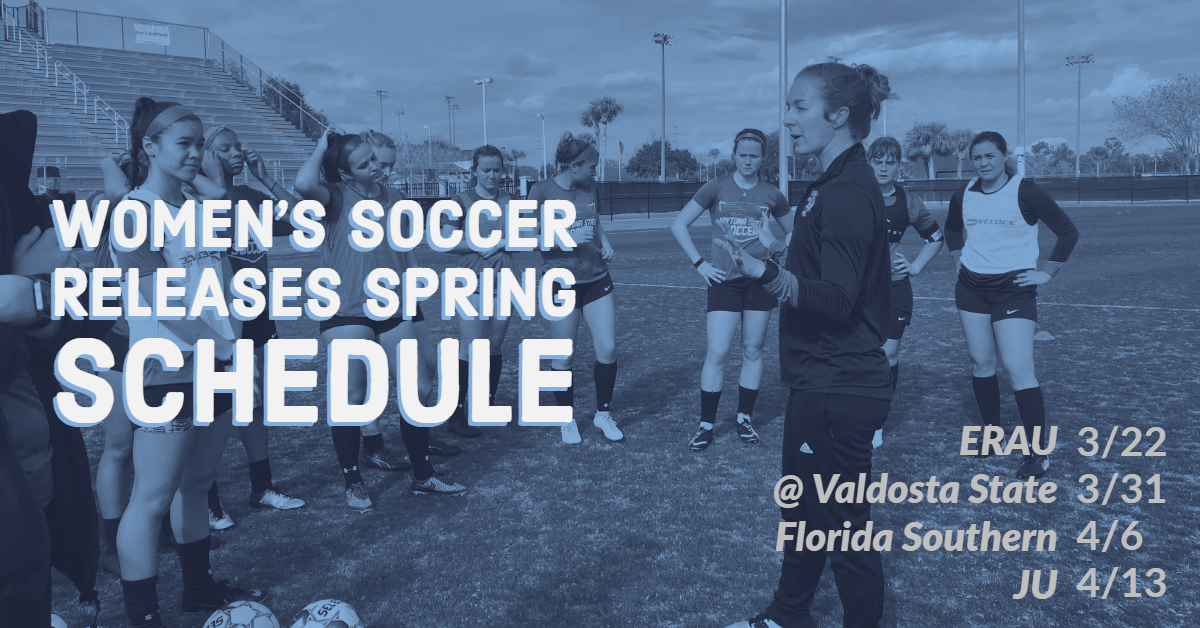 Daytona State College women's soccer spring schedule 2019. ERAU 3/22, @valdosta state 3/31, Florida Southern 4/6, JU 4/13